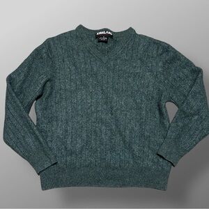 Kirkland Signature Green V-Neck Cable Knit Sweater